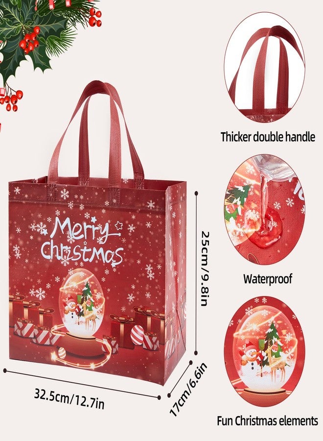 YANGTE 8 Pack Christmas Gift Bags with Handles, Large Non-Woven Tote Bags for Wrapping Xmas Party Favors, 12.8"x9.8"x6.7 - Image 4